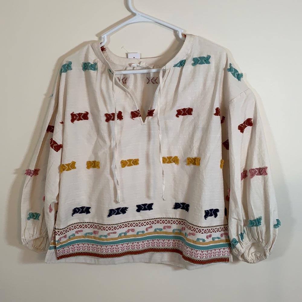Fringe Detail Peasant Top